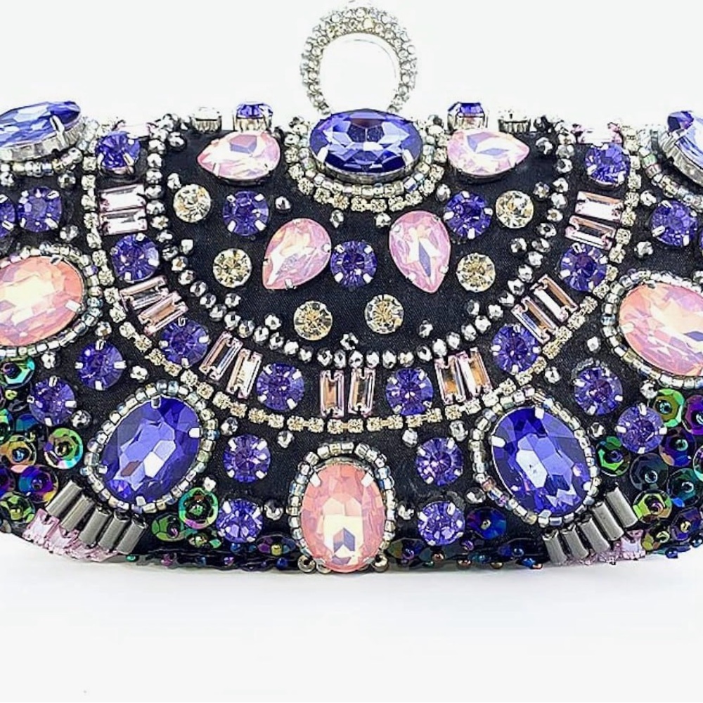 Embellished Purple & Pink Evening Clutch